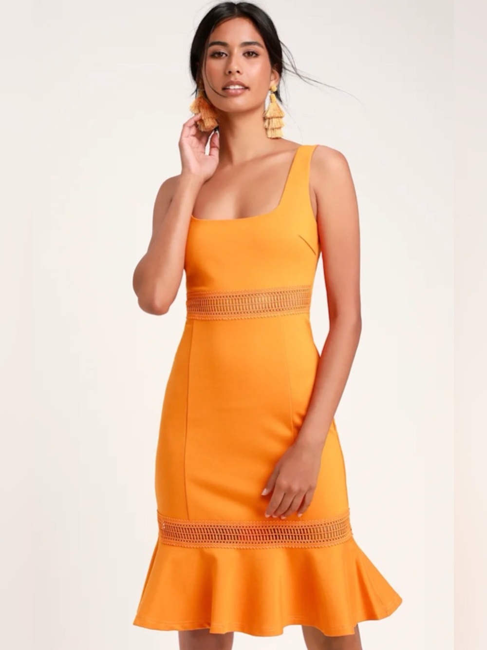LULUS Martini Mama Orange Dress M